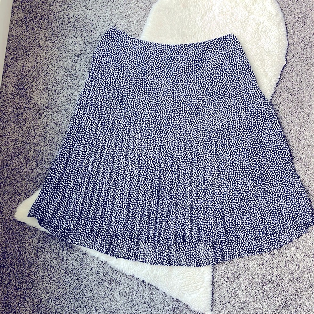 Dana Buchman size 12 pleated blue and white knee length skirt